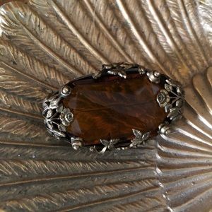 Antique Victorian Topaz Glass Brooch